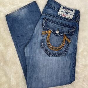 Vintage True Religion Y2K Straight Embroidered Flap Men's Jeans Size 34 X 30